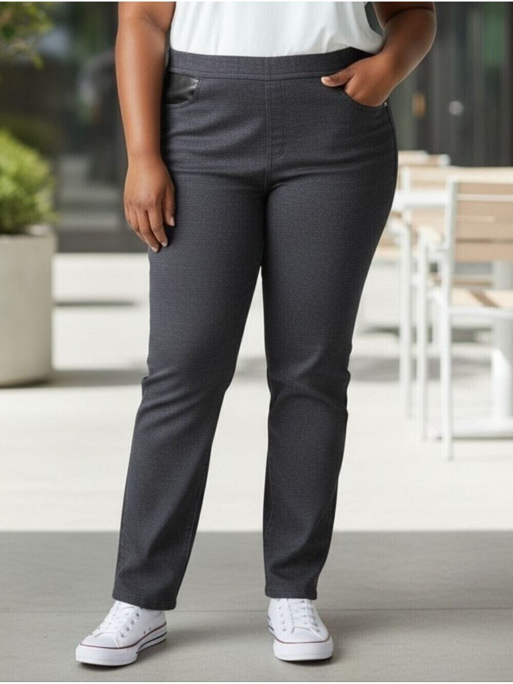 DKNY Jeans Black Gray Dress Slacks XXL #JEA5
